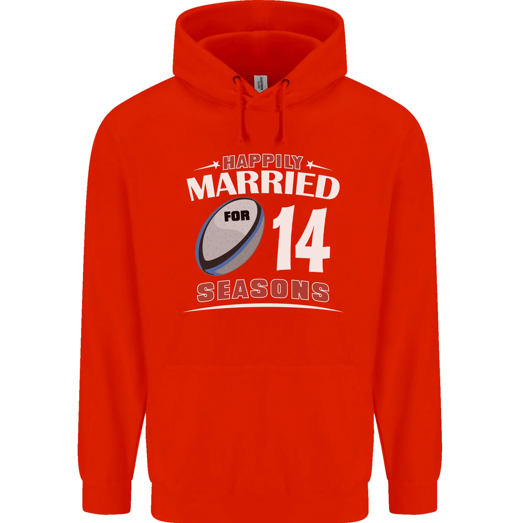 14 Year Wedding Anniversary 14th Rugby Mens 80% Cotton Hoodie