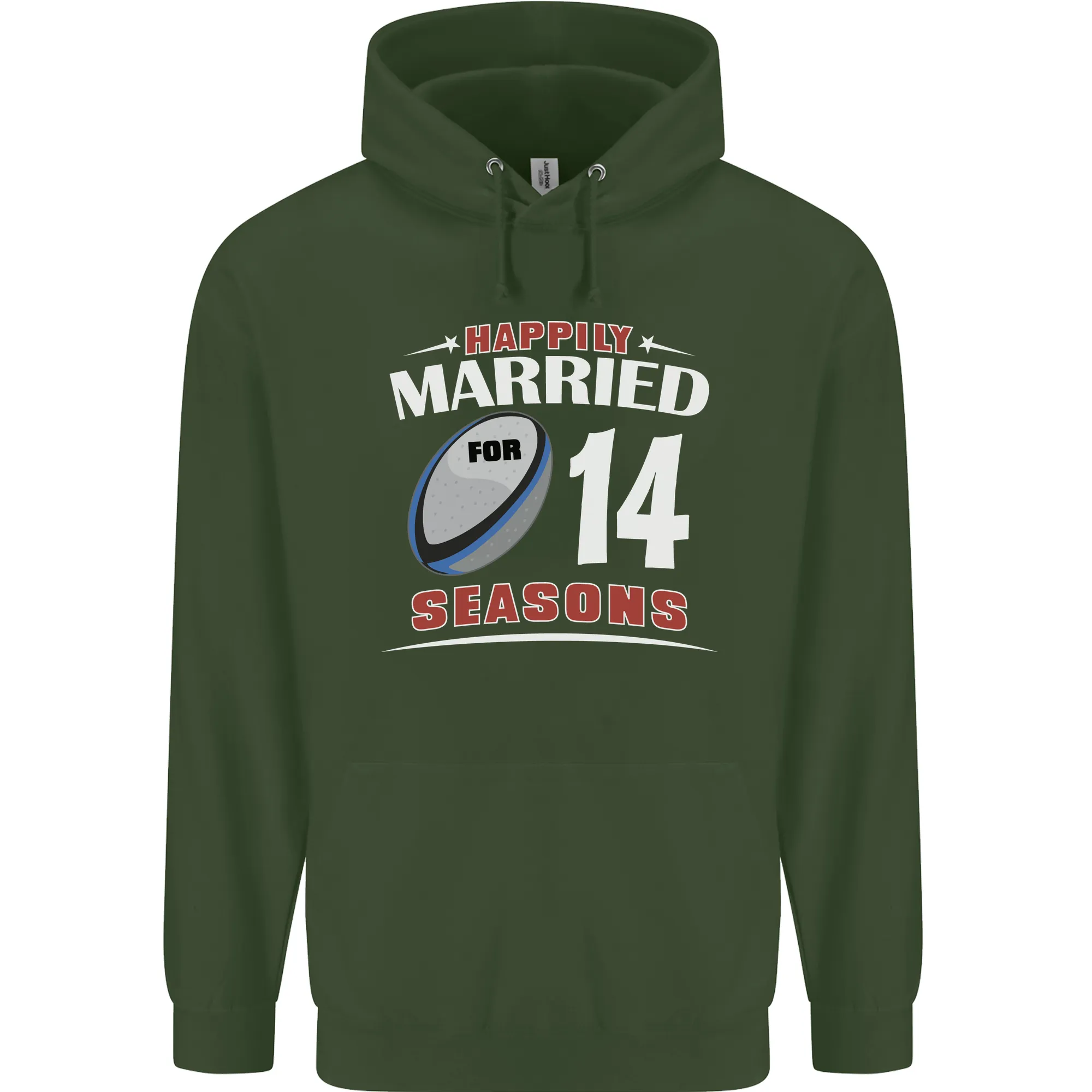 14 Year Wedding Anniversary 14th Rugby Mens 80% Cotton Hoodie