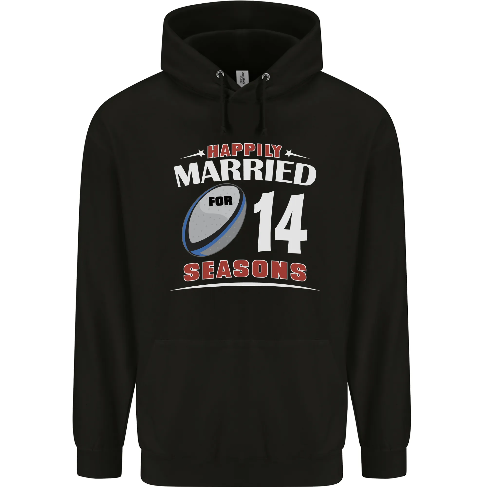 14 Year Wedding Anniversary 14th Rugby Mens 80% Cotton Hoodie