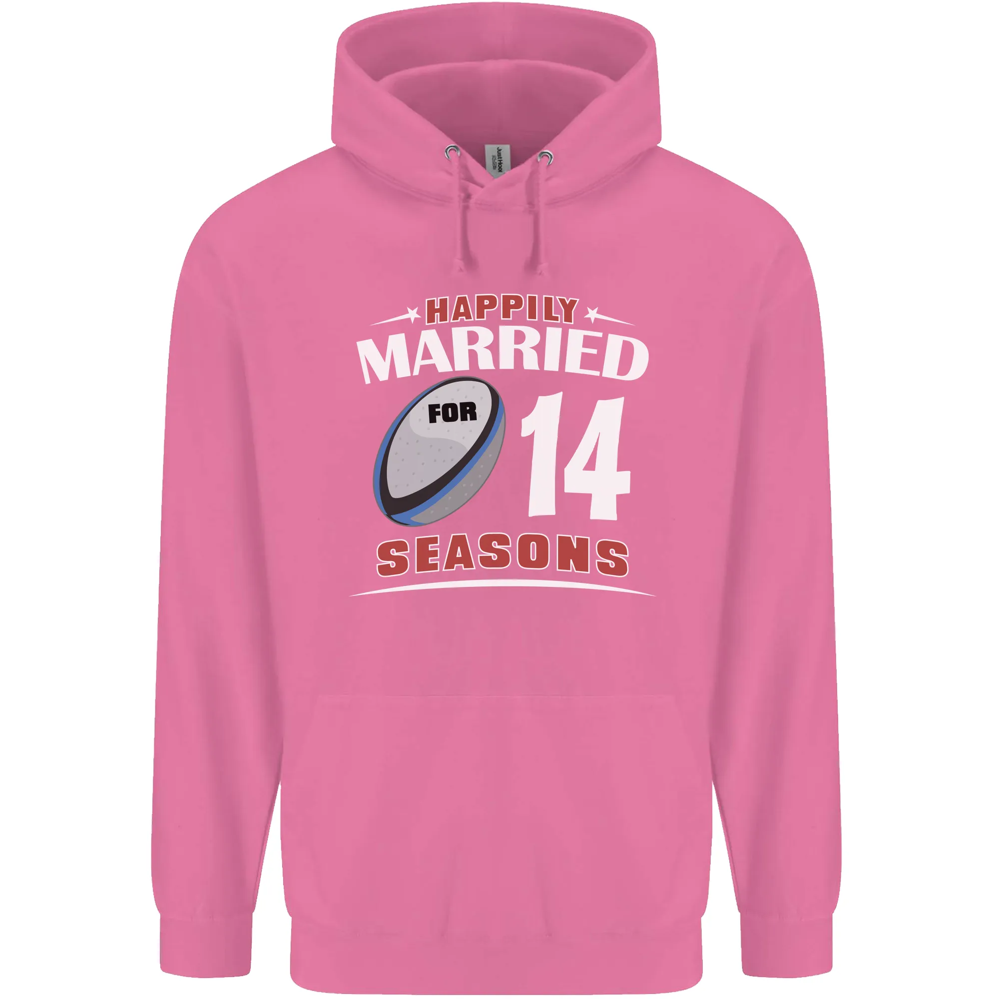 14 Year Wedding Anniversary 14th Rugby Mens 80% Cotton Hoodie