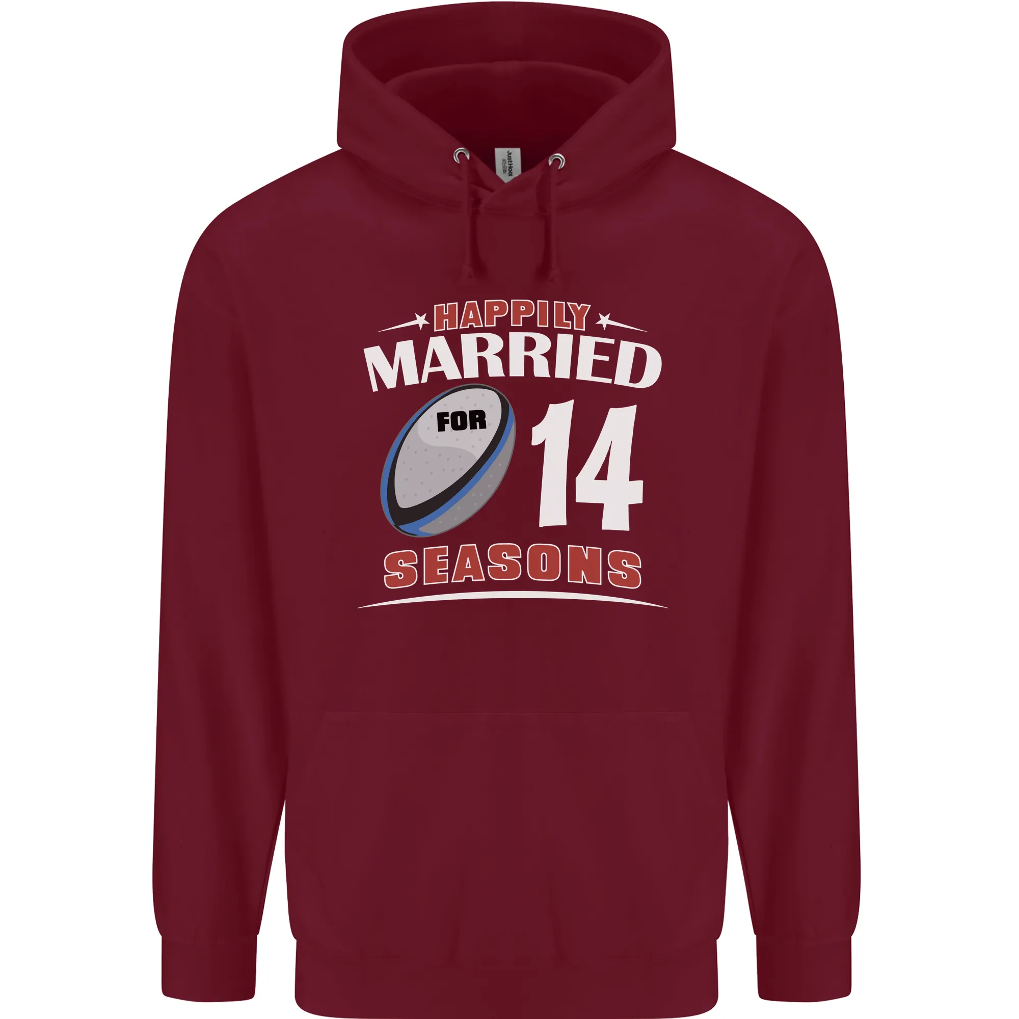 14 Year Wedding Anniversary 14th Rugby Mens 80% Cotton Hoodie