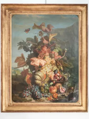 1866 Autumn Still Life Painting by H.E. Delorme – Signed, Original Frame 50½ x 40½"