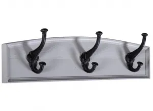 3 Hook Wooden Grey Coat Rack