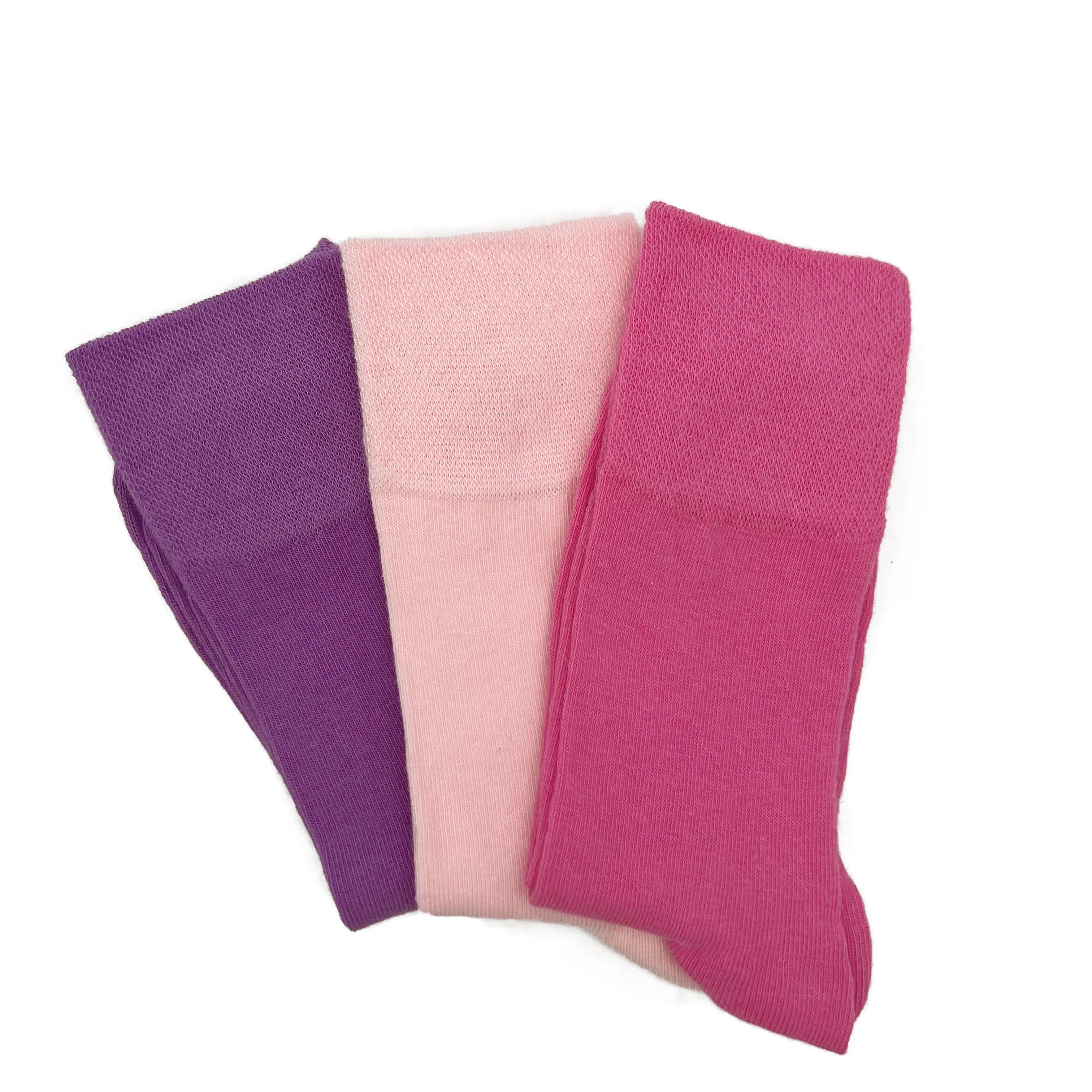 3 Pairs Pink/Purple Mix - Ladies Diabetic Soft Grip Non Elastic Loose Weave Top Diabetic Socks Size 4-8