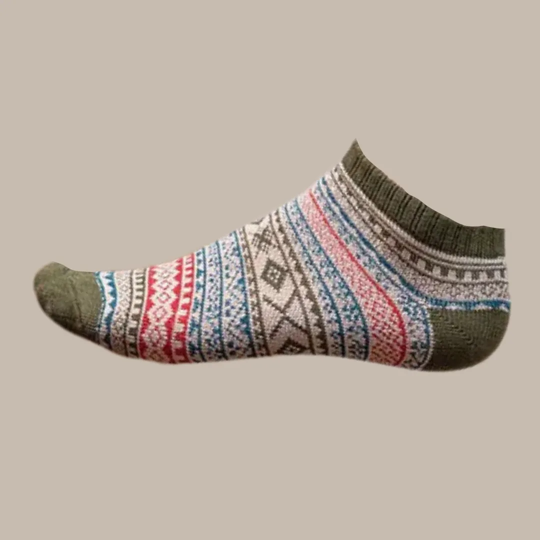 5 Pairs Men's Wool Cotton Socks with Vintage Design