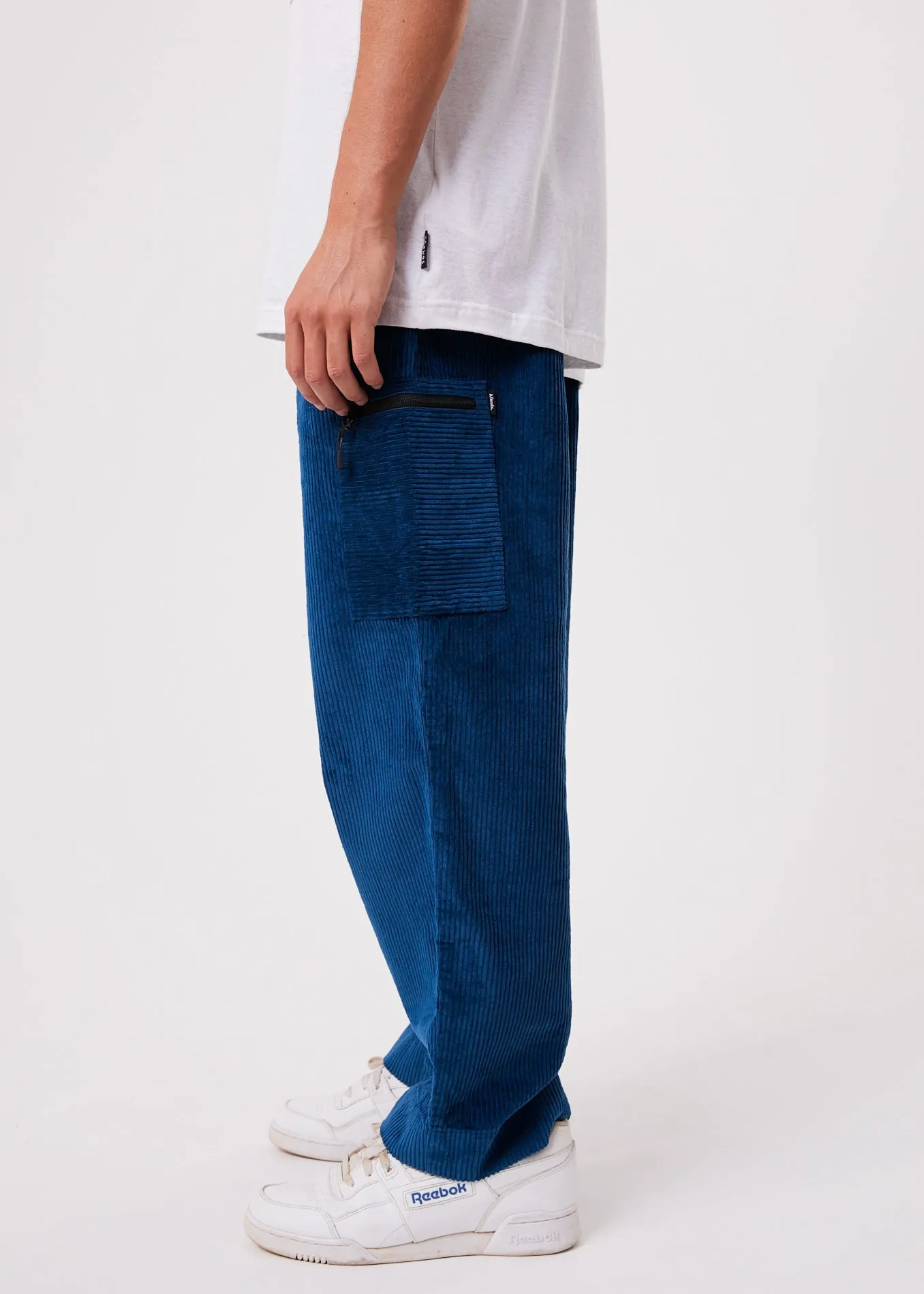 Afends Mens Anderson - Hemp Corduroy Elastic Waist Pants - Cobalt