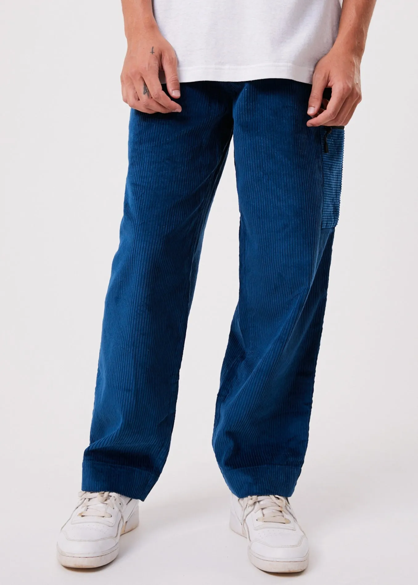 Afends Mens Anderson - Hemp Corduroy Elastic Waist Pants - Cobalt