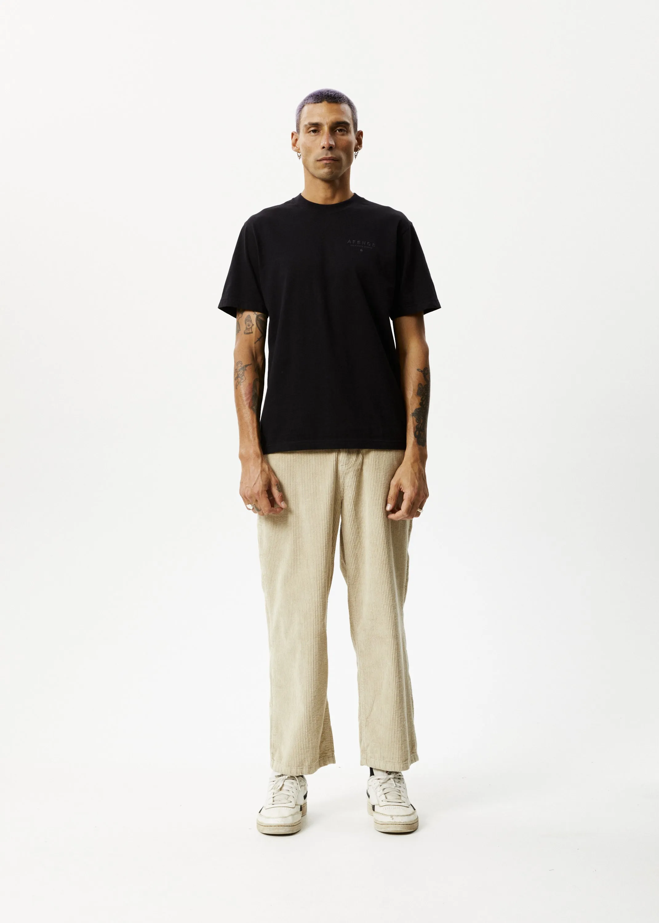 AFENDS Mens Pablo - Corduroy Baggy Pants - Dark Ecru