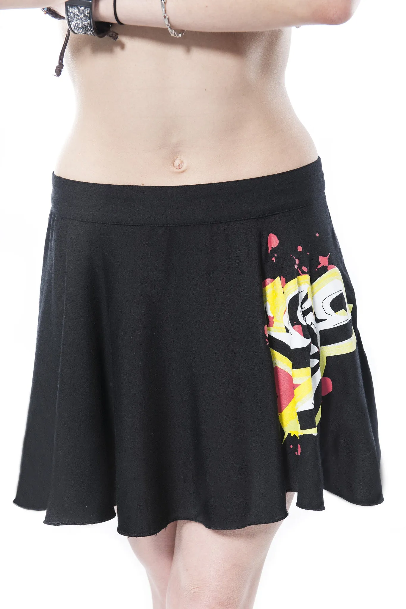 Arabic Printed/Solid Skater Skirt