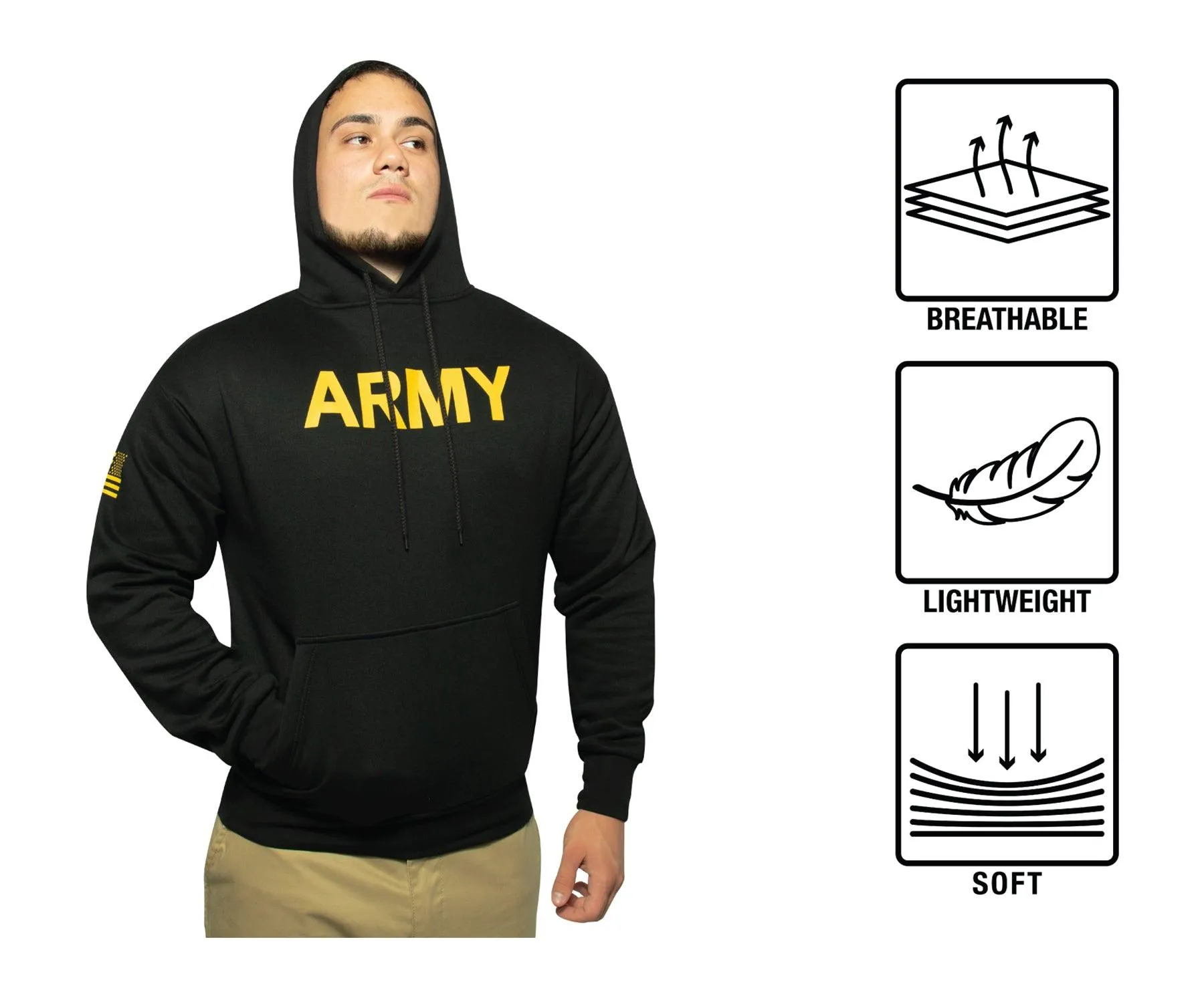 Army Printed Pullover Hoodie - Black