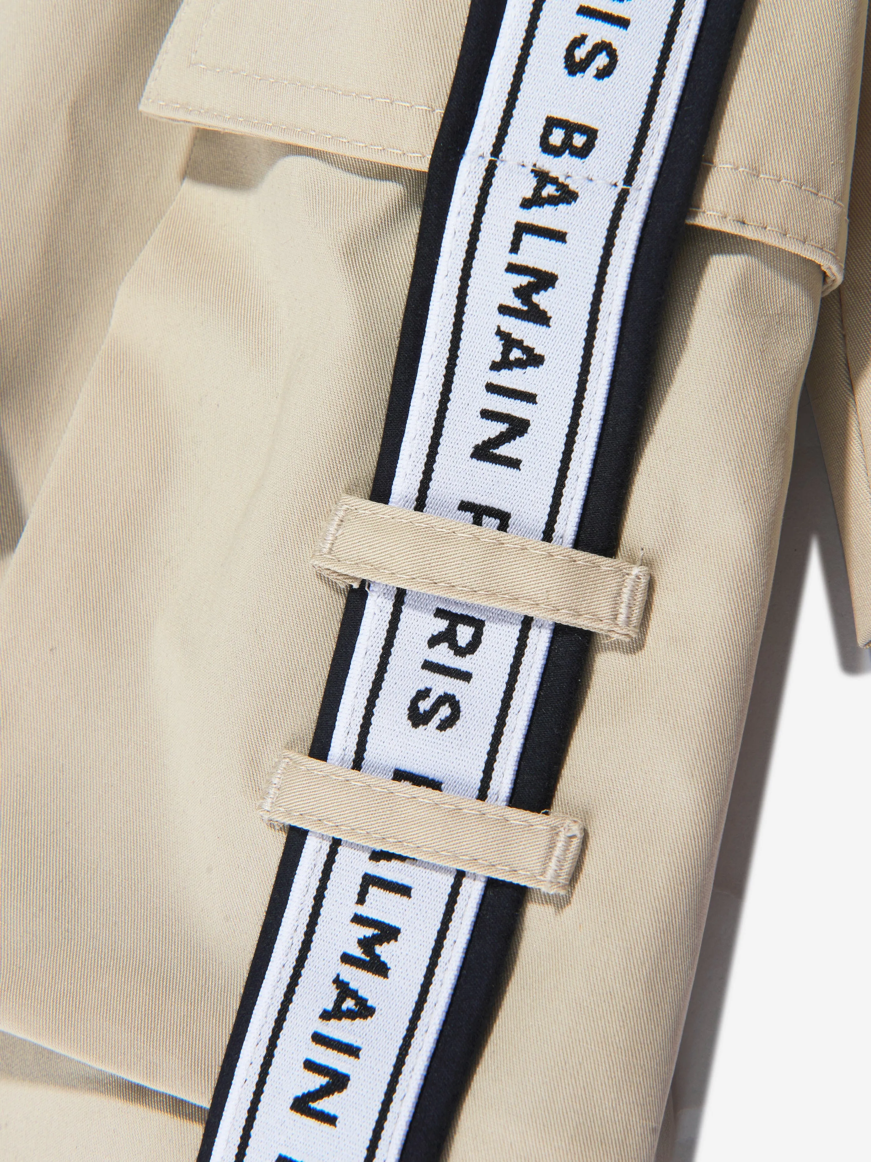 Balmain Girls Parka Coat in Beige