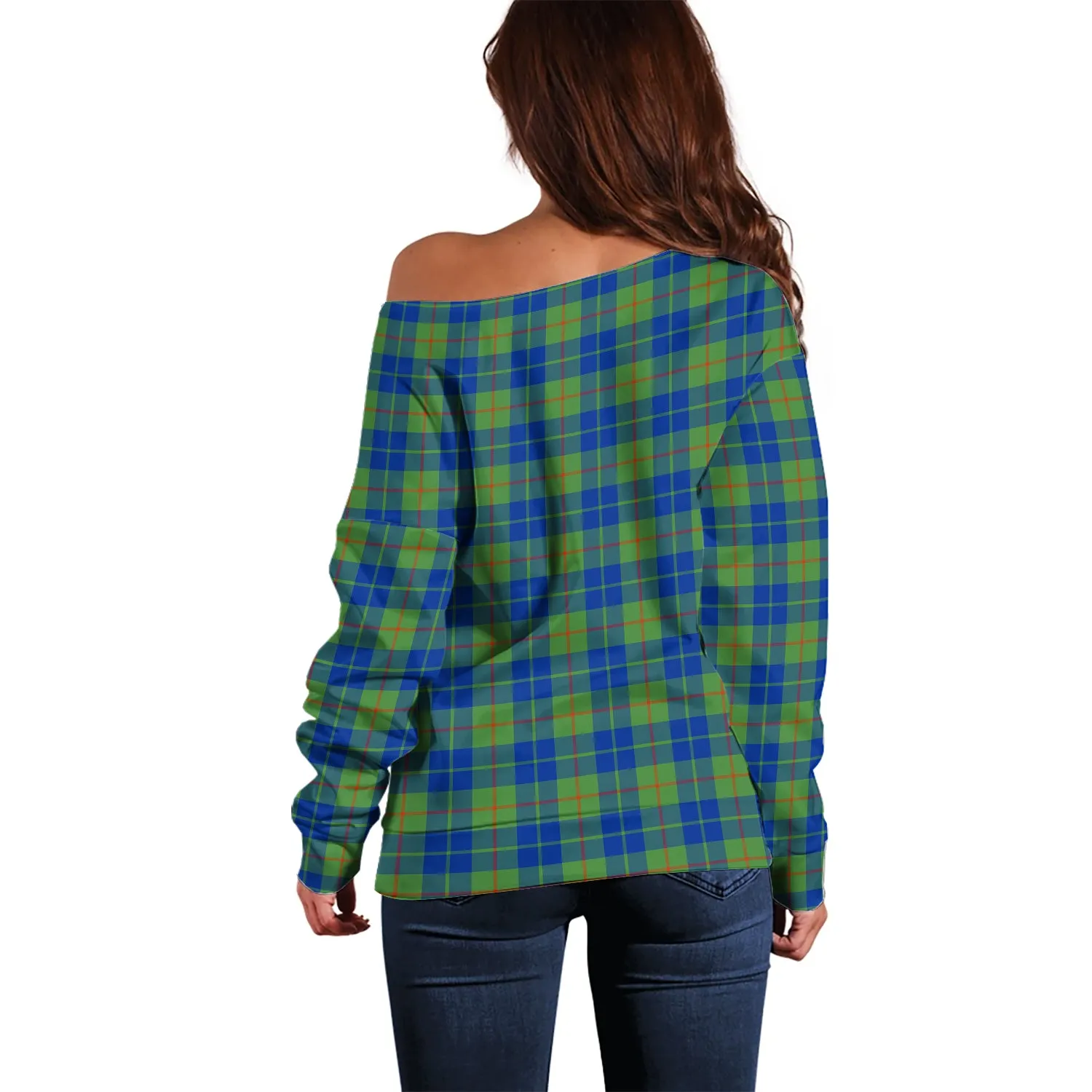 Barclay Hunting Ancient Tartan Off Shoulder Women Sweater