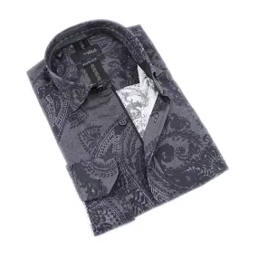 Black Paisley Button Down Mens Shirt