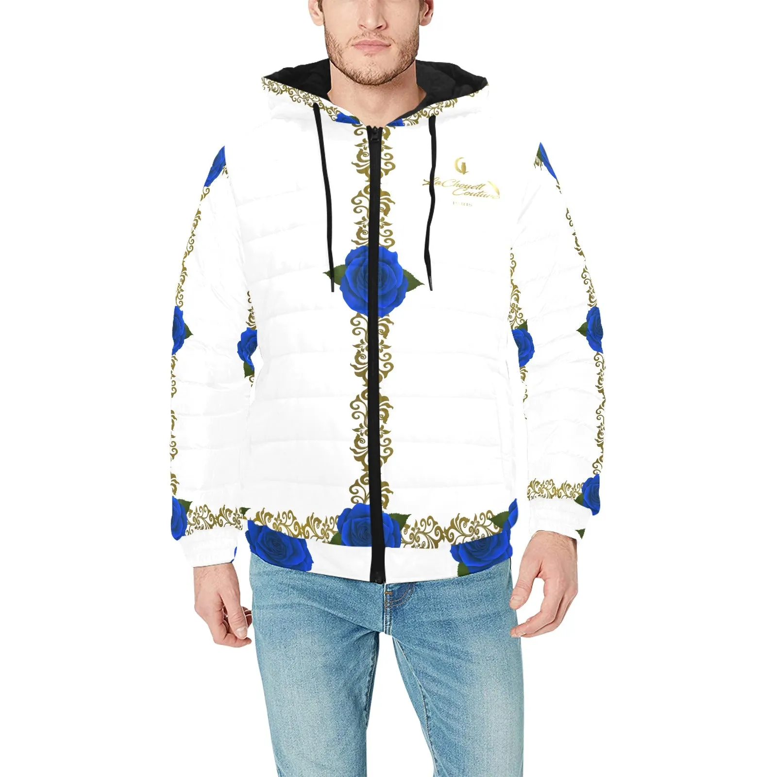 BLUE ROSES LCC Men's Padded Hooded Jacket