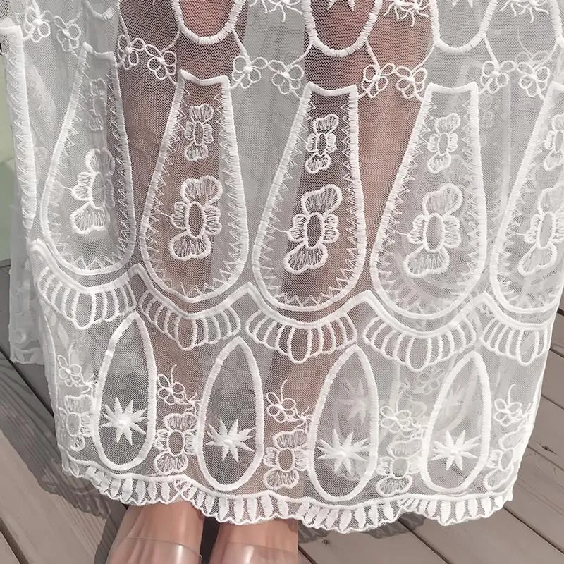 Bohemian Holiday Lace Sexy Backless Beach Long Dress