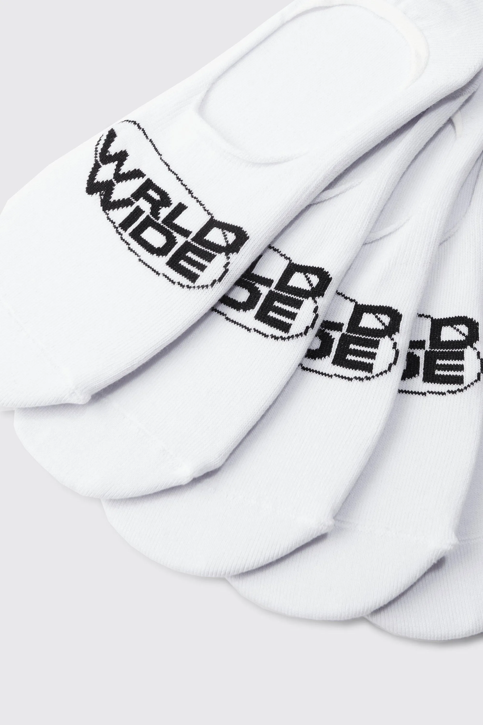 Boohoo White 5 Pack Worldwide Logo Invisible Mens Socks