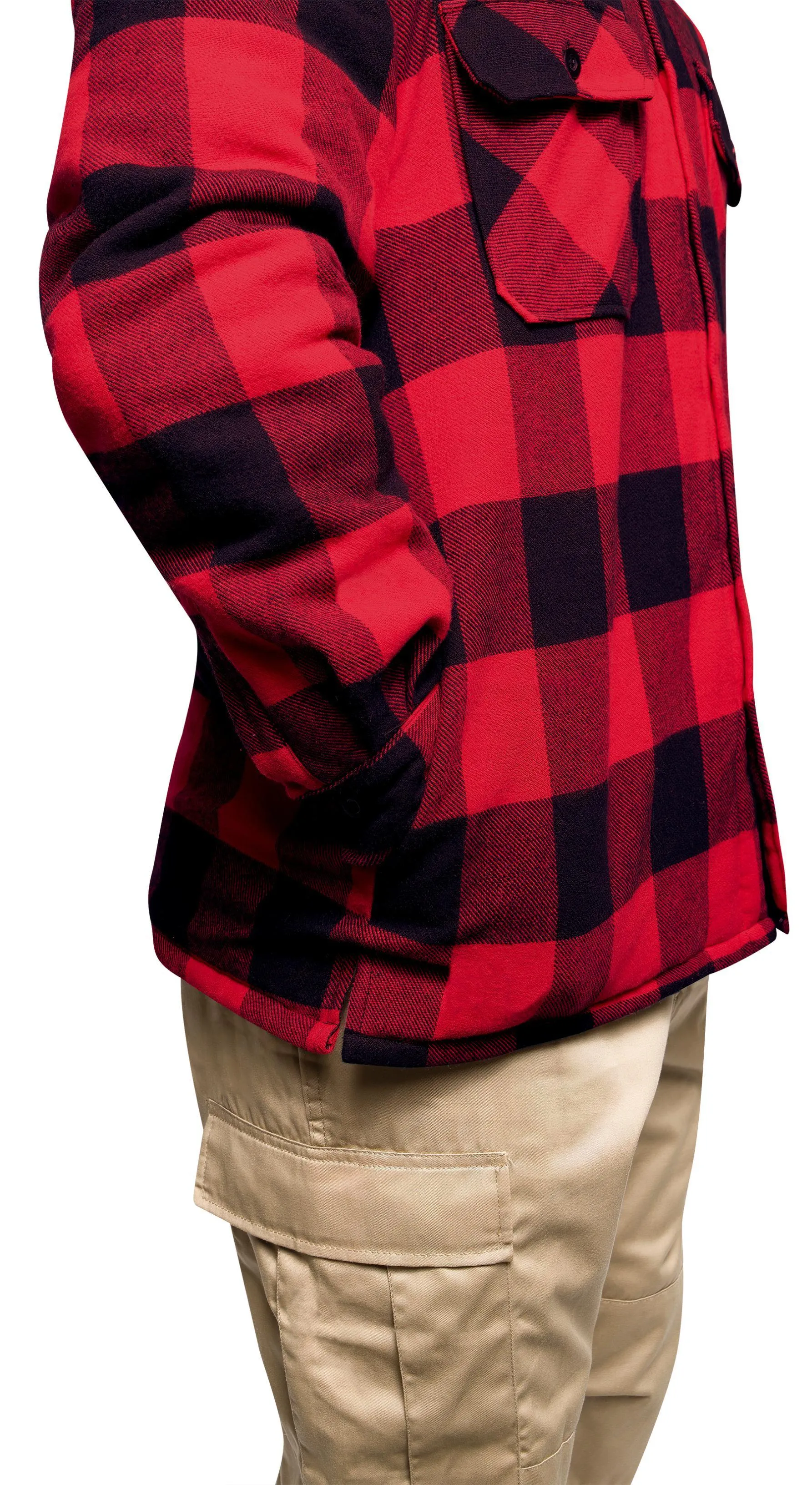 Buffalo Plaid Quilted Lined Jacket - Red