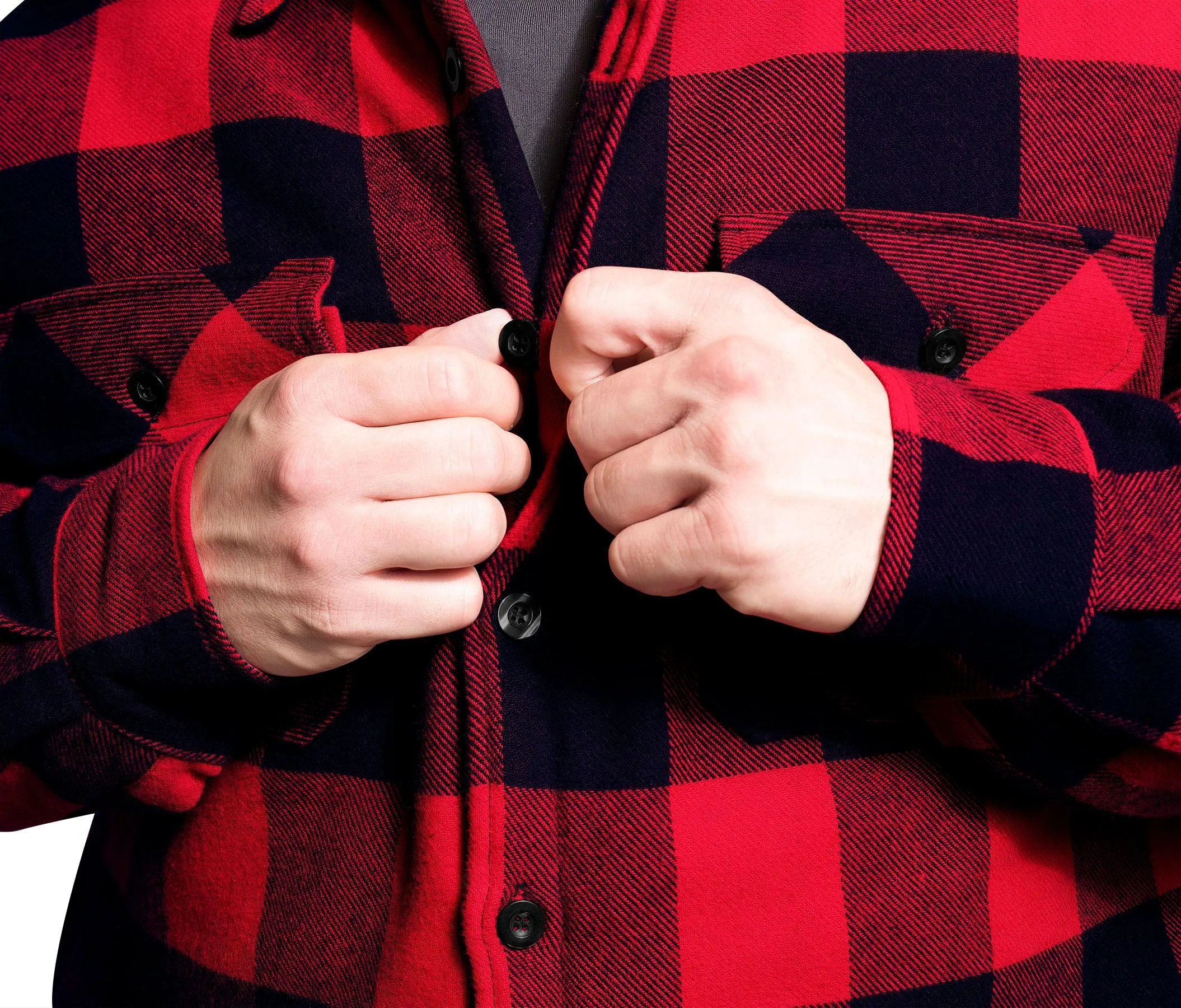 Buffalo Plaid Quilted Lined Jacket - Red