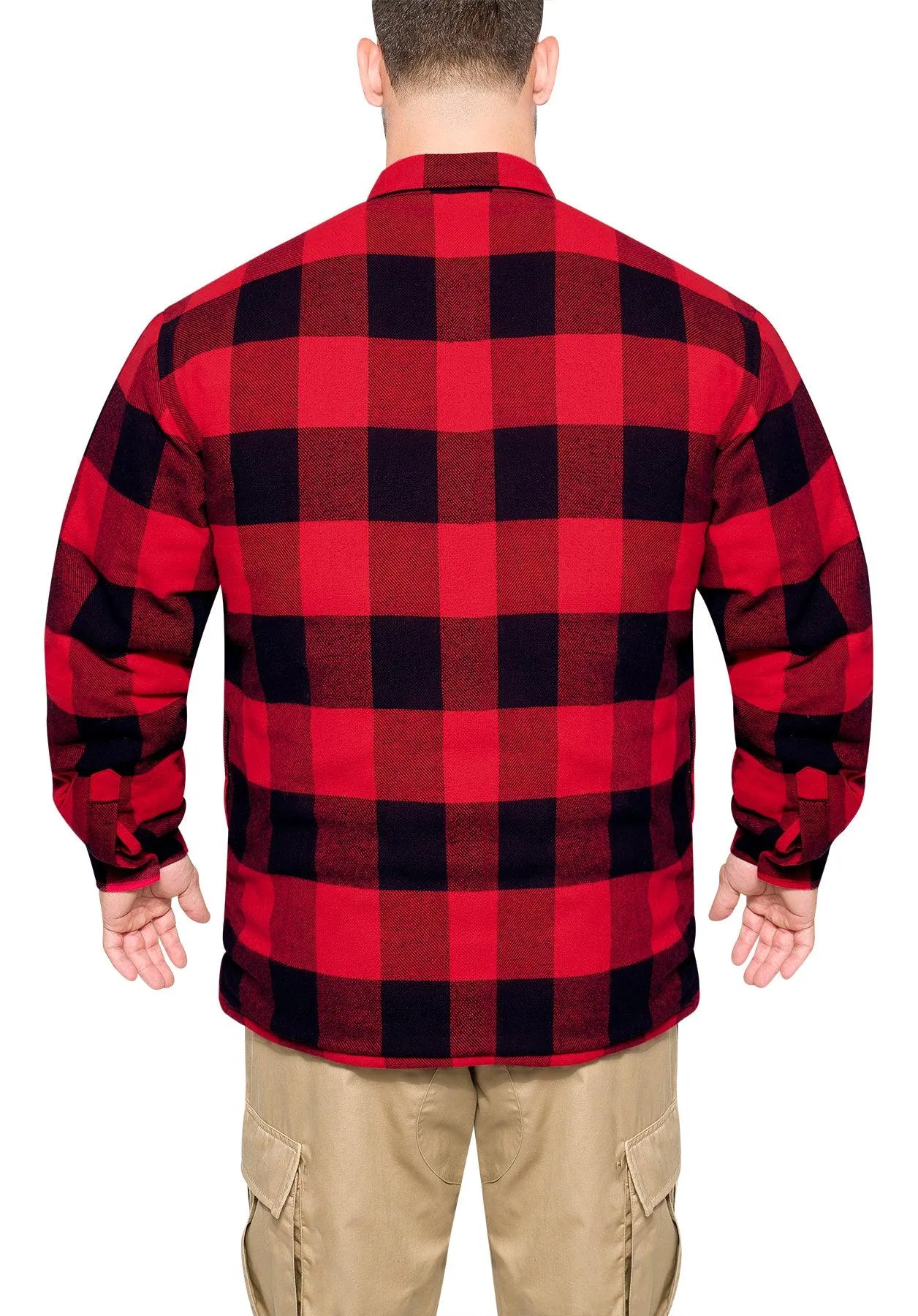 Buffalo Plaid Quilted Lined Jacket - Red