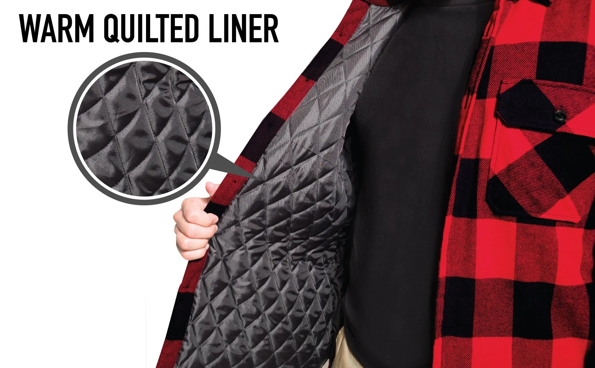 Buffalo Plaid Quilted Lined Jacket - Red