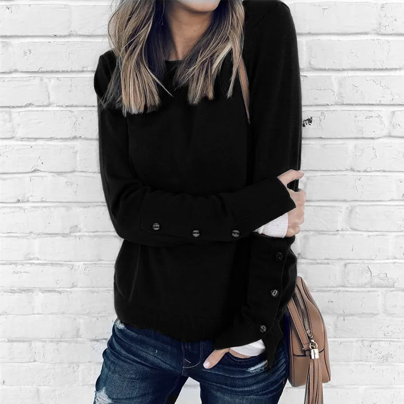 Buttoned Sleeve Sweatshirt