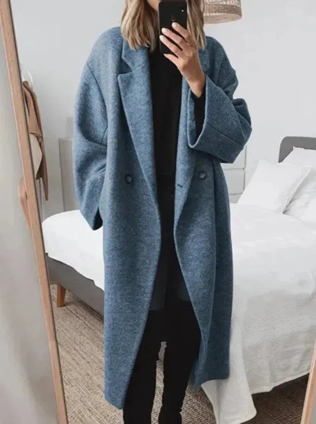 Buy Fall Winter long wool trench coat for women Cashmere trench coat