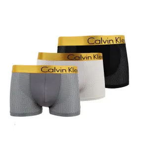 Calvin Klein Crested Gold Elastic Band 3 IN 1 Pack Black White and Grey Net Boxers