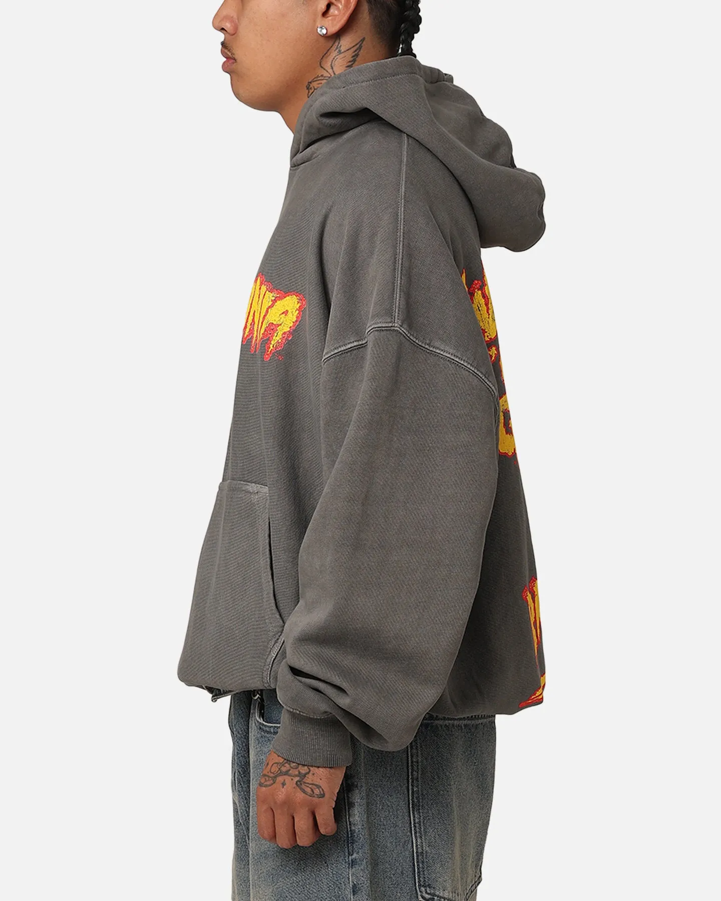 Culture Kings X WWE Hulk Hogan Hulkamania Premium Hoodie Washed Charcoal