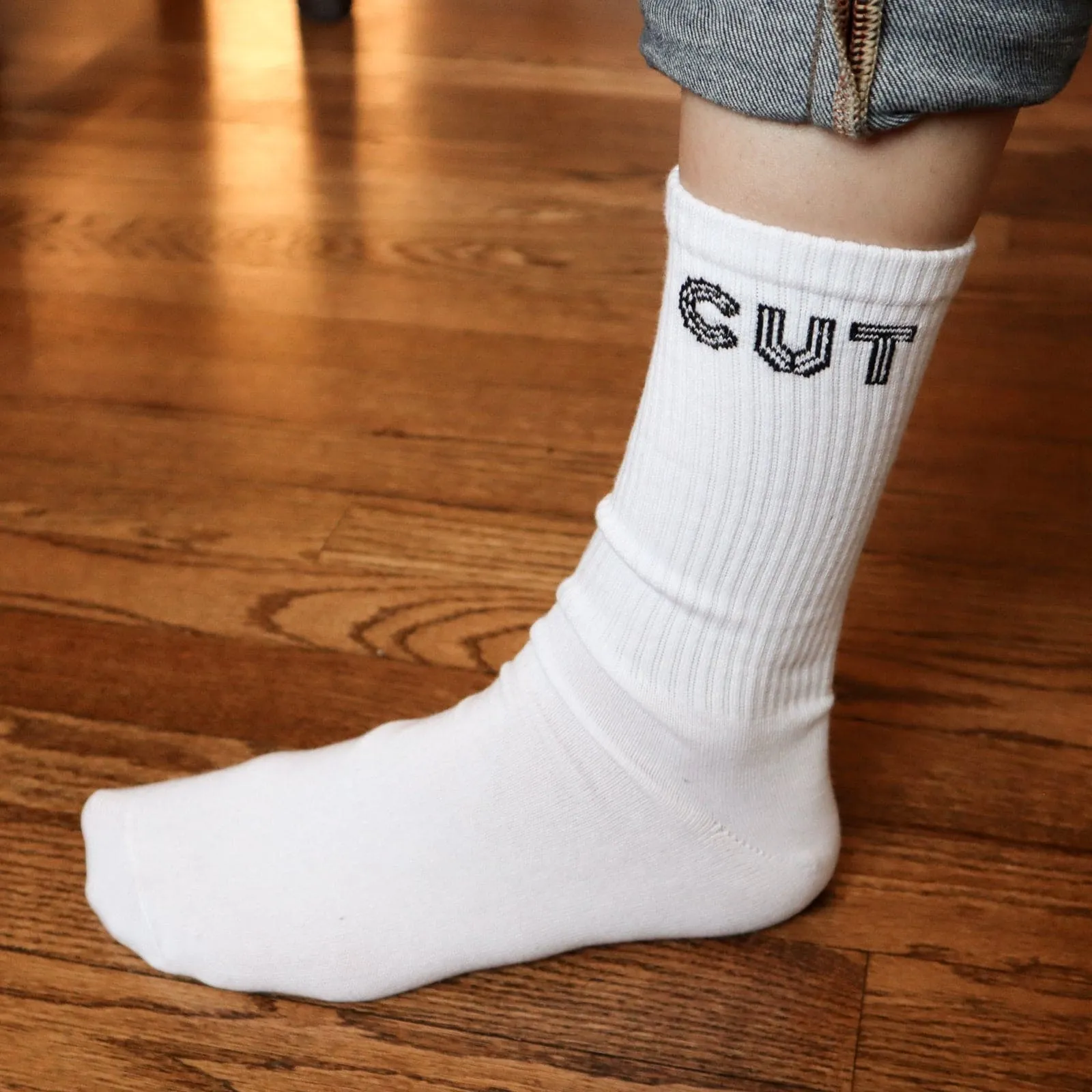 CUT Crew Socks | White, One Size