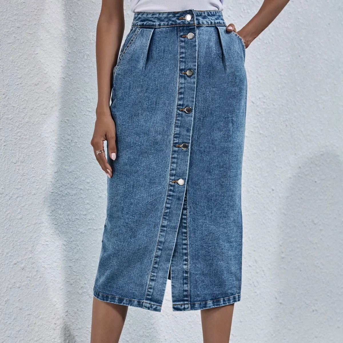 Denim High Waist with Pockets Skirt