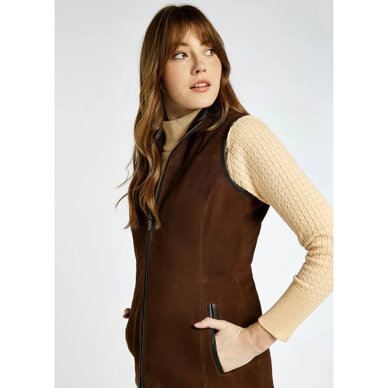 Dubarry Kingston Ladies Leather Gilet - Walnut