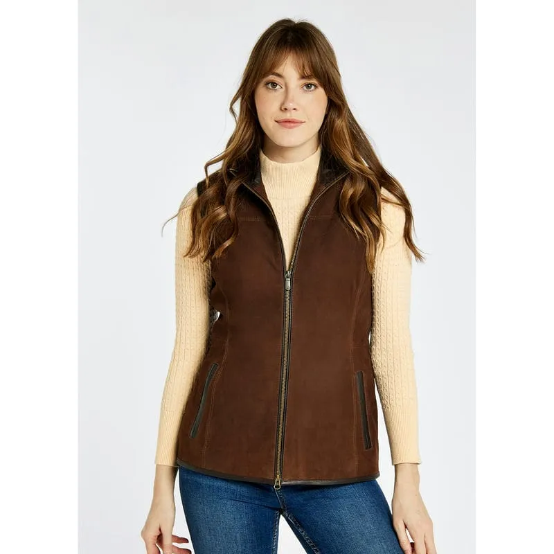 Dubarry Kingston Ladies Leather Gilet - Walnut