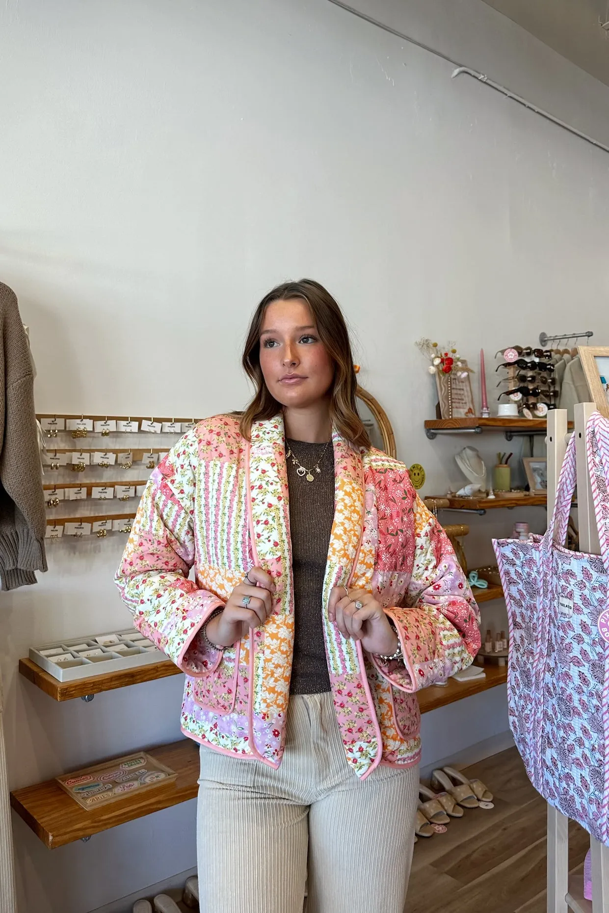 Elle Quilted Jacket in Orange