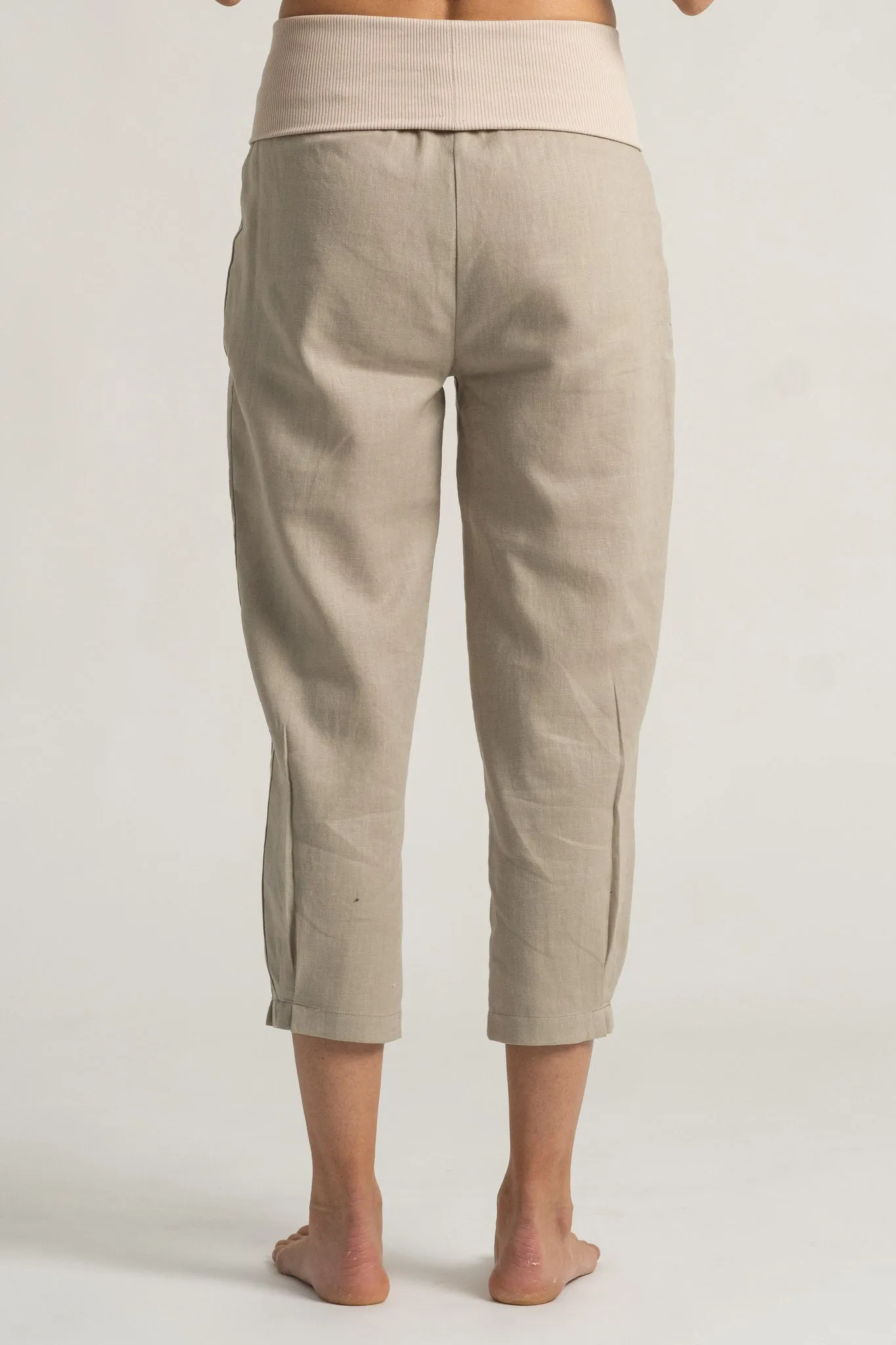 Eos Cropped Linen Pant Oatmeal