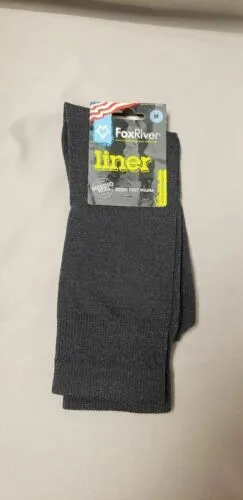 Fox River Mills Castile Merino Wool Liner Sock Light Crew Socks Size M 1-Pair