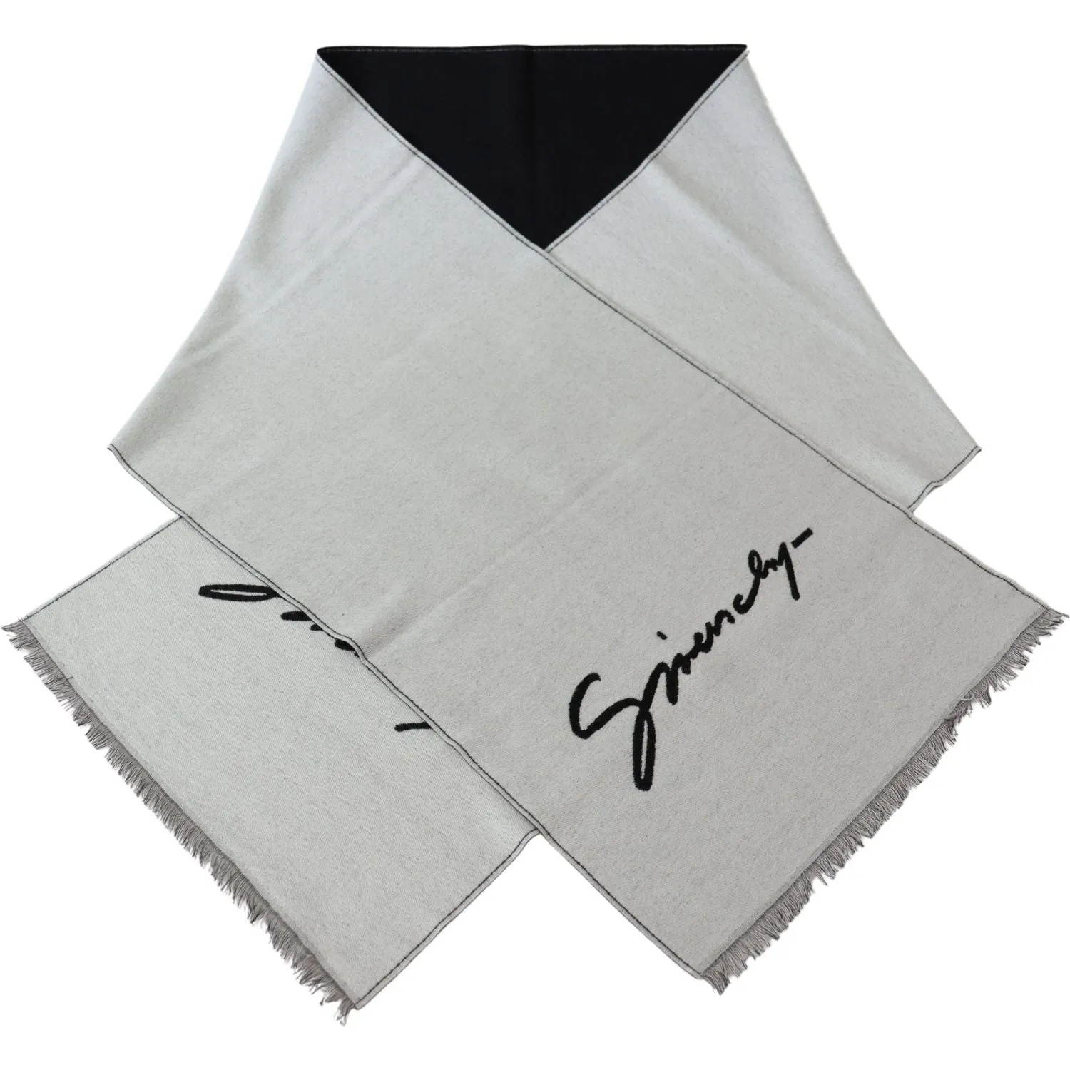 Givenchy Elegant Monochrome Wool-Silk Blend Scarf