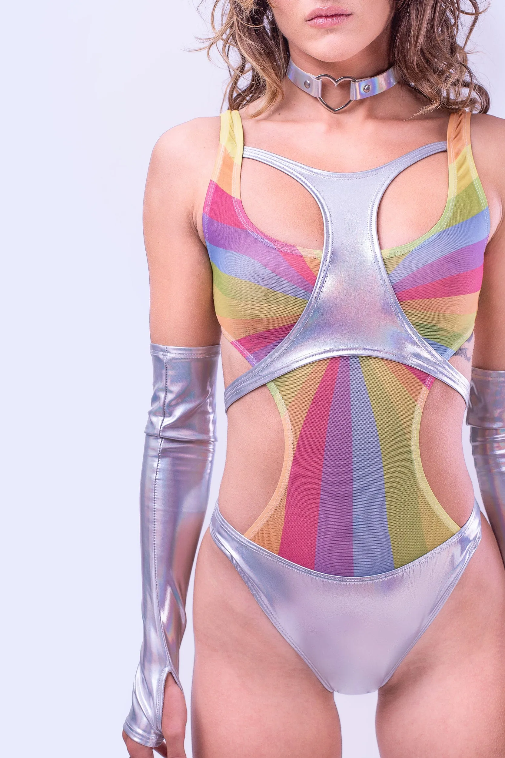 Gleam Paneled Holo Bodysuit