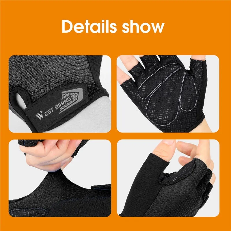 Half Finger Cycling Gloves Anti Slip Motorcycle MTB Road Bike Gloves Men Sport Fitness Bicycle Fingerless Gloves