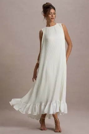 Hazelle | Cream Chiffon A-Line Ruffled Maxi Dress