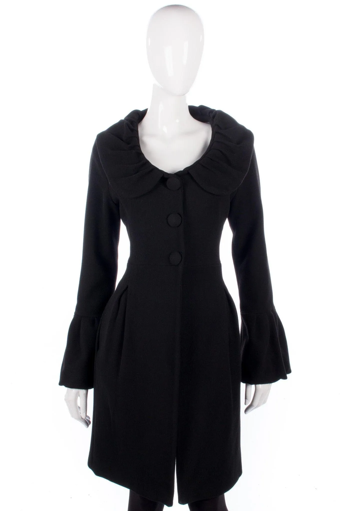 Icon Coat Black Mid Length with Fabulous Collar Fr Size 40 UK 12