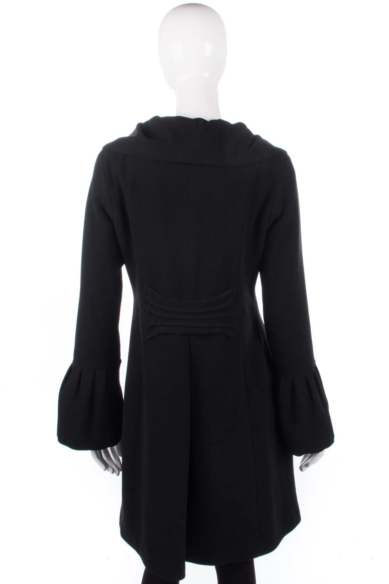 Icon Coat Black Mid Length with Fabulous Collar Fr Size 40 UK 12