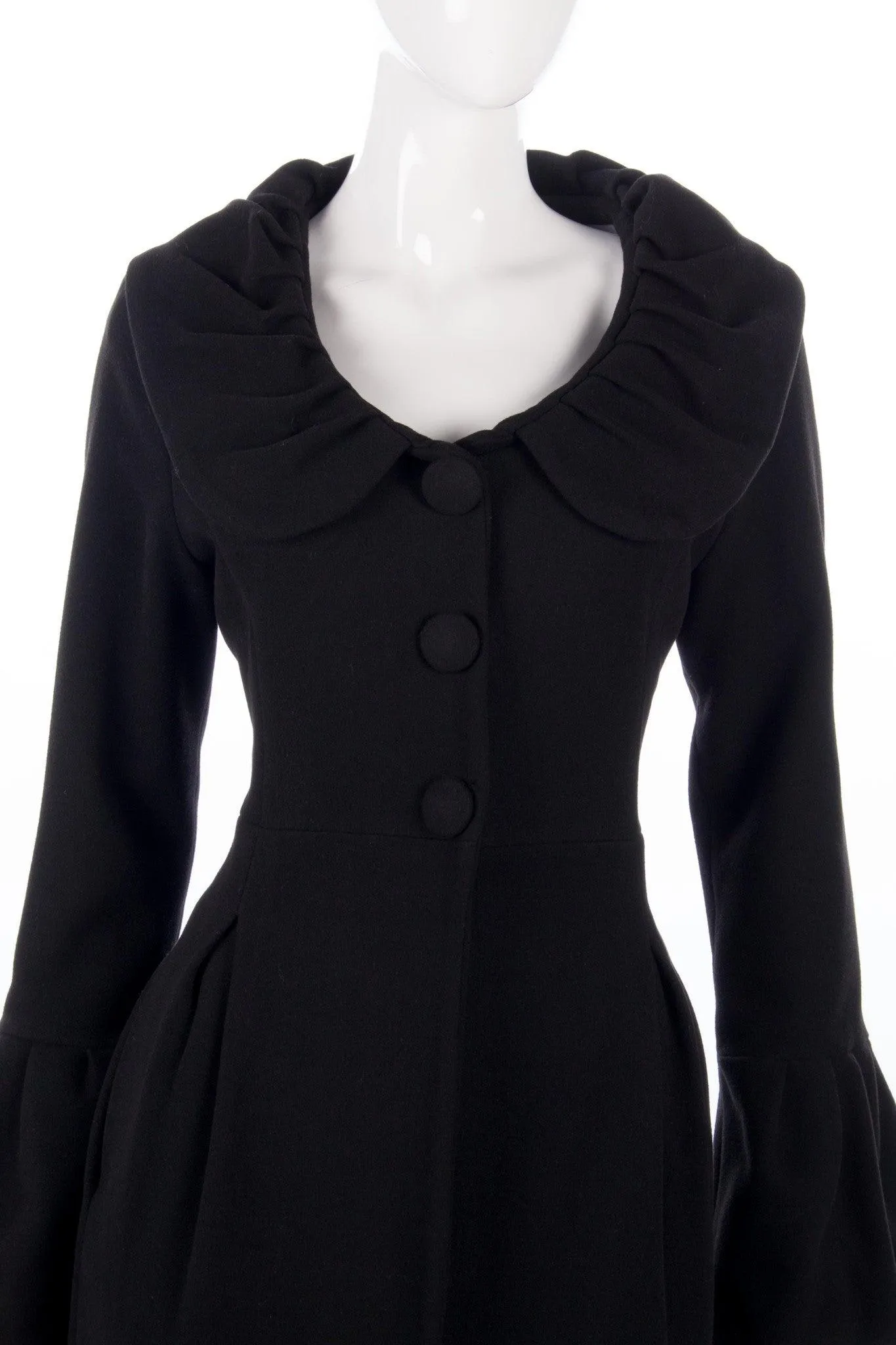 Icon Coat Black Mid Length with Fabulous Collar Fr Size 40 UK 12