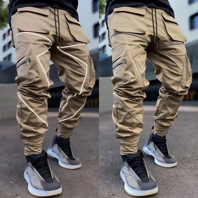 Irregular Sharp Line Pattern Cargo Pants