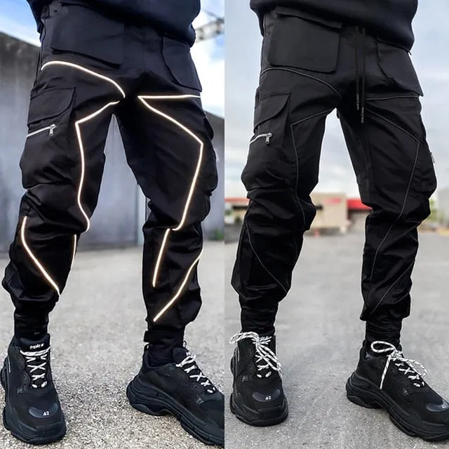 Irregular Sharp Line Pattern Cargo Pants