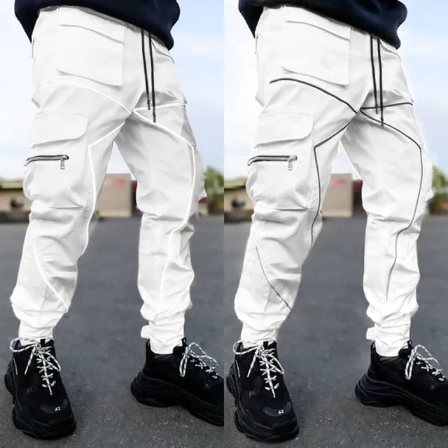 Irregular Sharp Line Pattern Cargo Pants