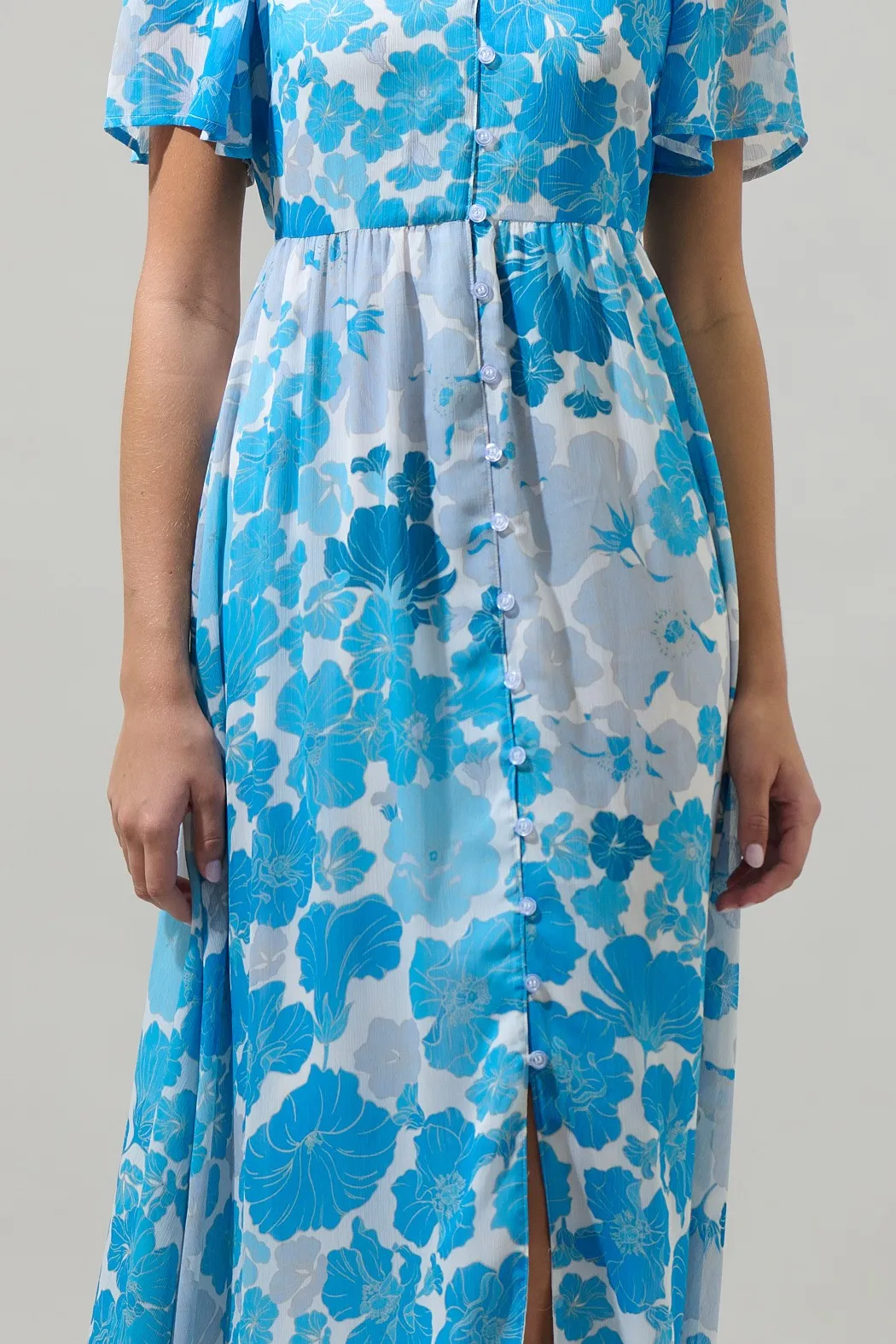 Kerela Floral Linana Button Front Maxi Dress