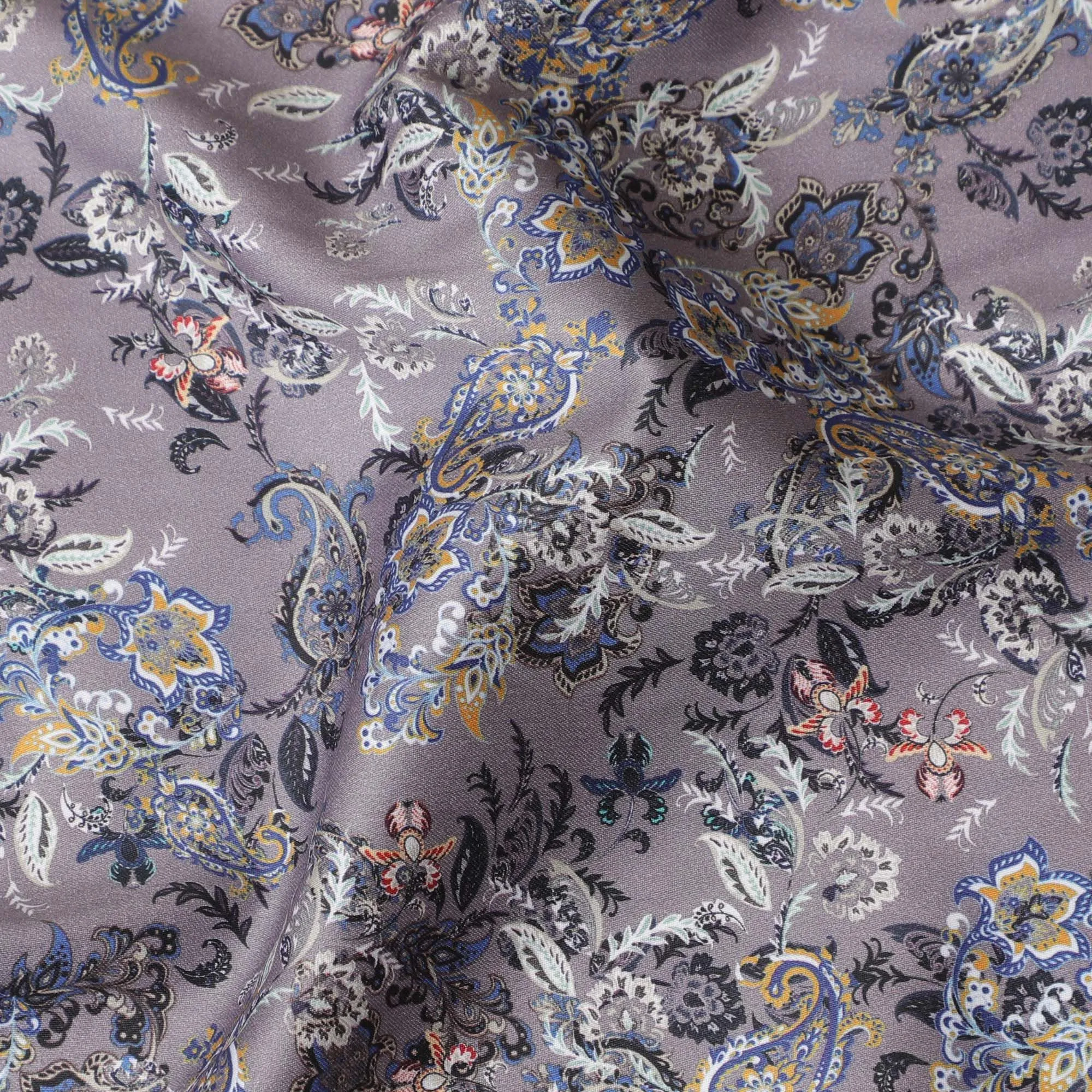 Light Plum Cotton Satin Fabric: Printed Warmth and Elegance-D17595