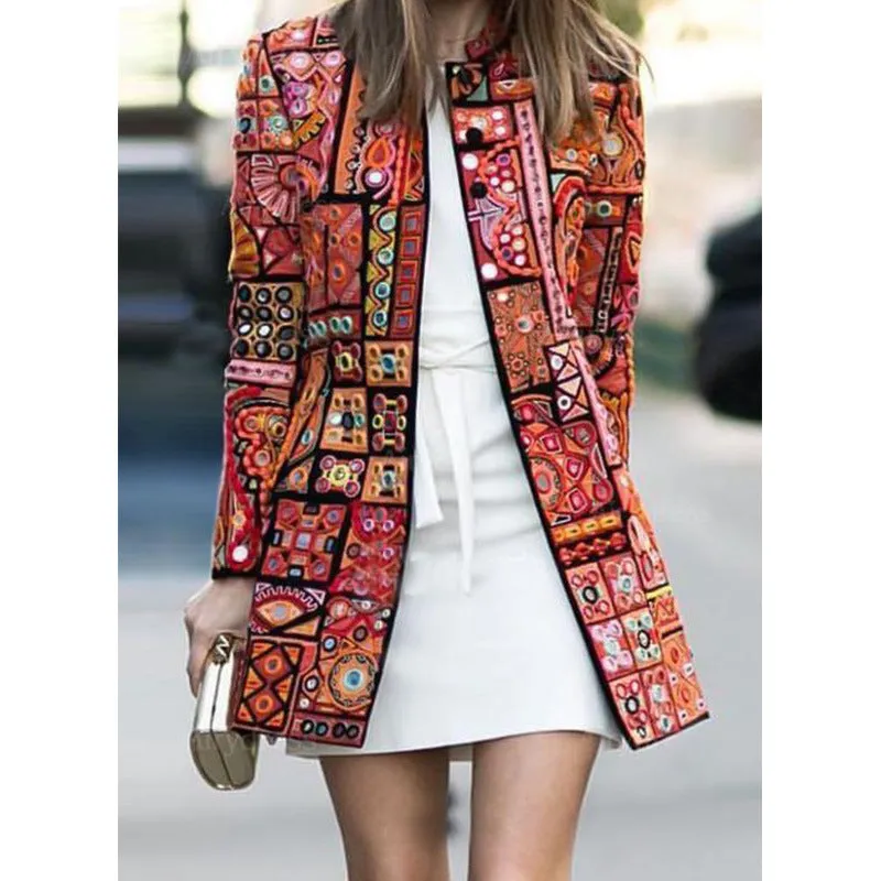 Long-sleeved cardigan jacket for digital printing