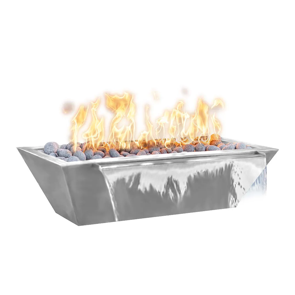 Maya Linear Fire and Water Bowl, Stainless Steel - Pool Feature