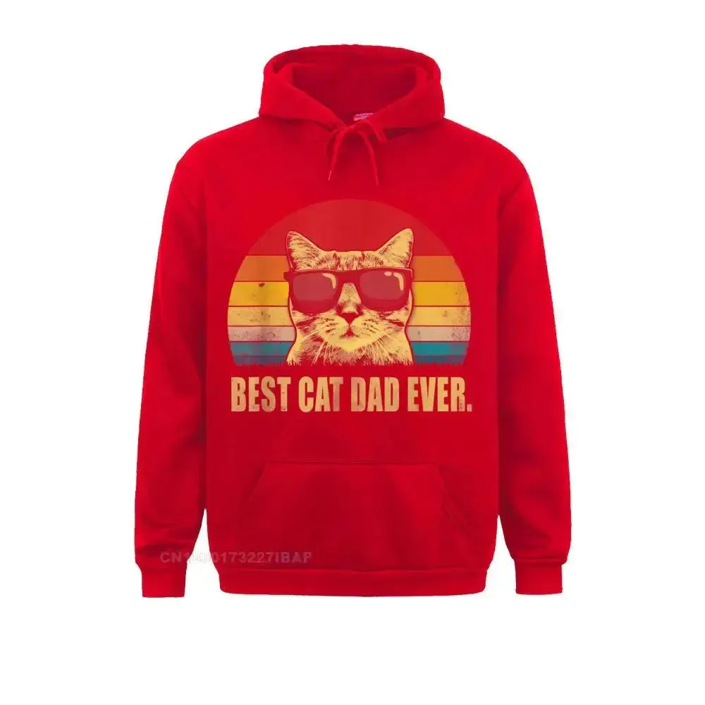 Mens Best Cat Dad Ever Hooded Pullover Vintage Cat Dad Mom Hooded Pullover Hoodies Special Holiday Adult Sweatshirts Simple